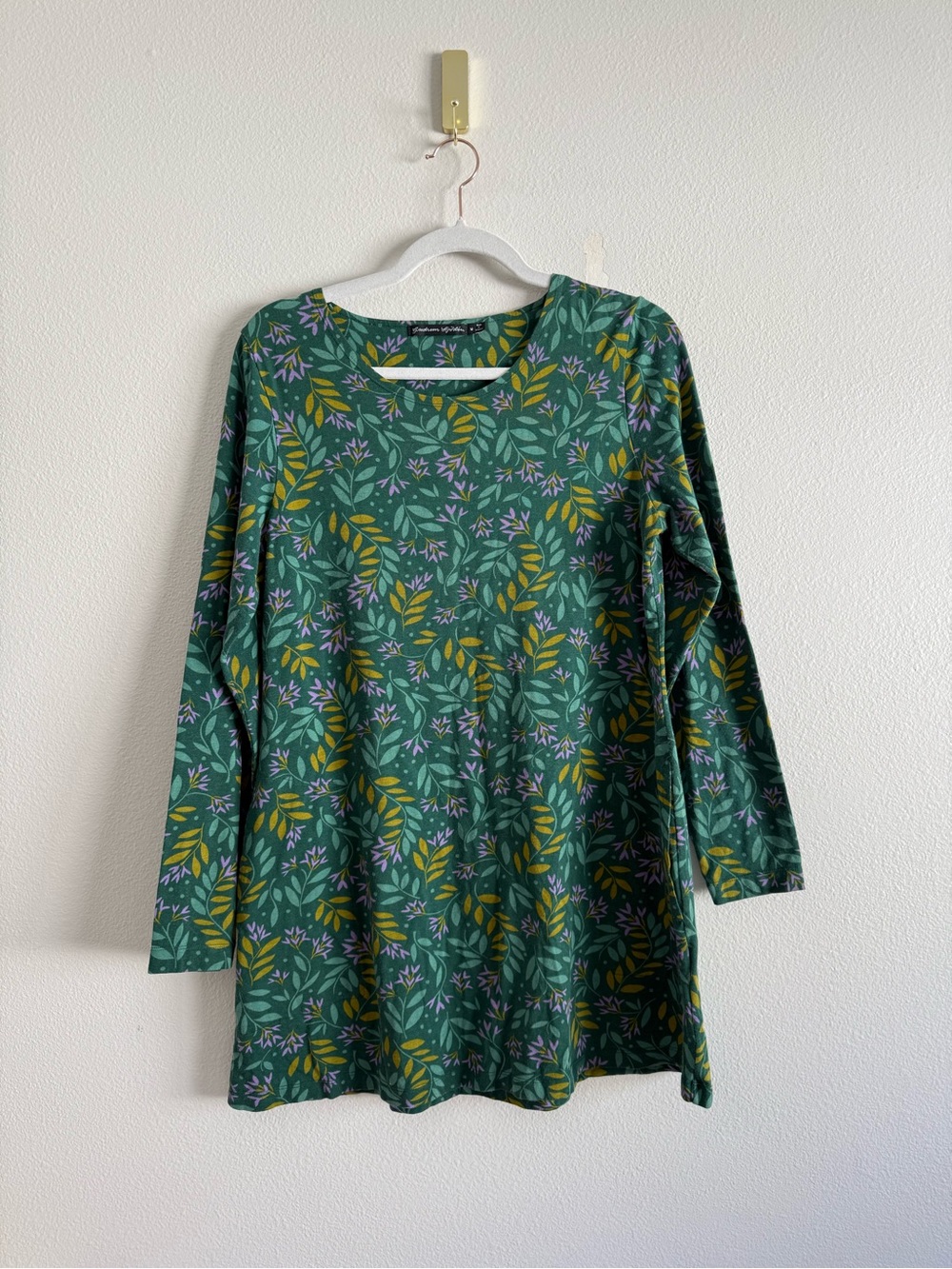 Gudrun Sjödén green Floral Jersey Tunic Dress SZ M